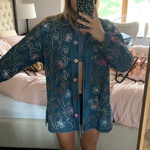 Vintage Embroidered Denim Jacket Shirt